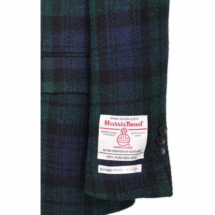 スーツセレクト 【WEB限定/OUTLET】【CLASSICO TAPERED】【秋冬】ウール2釦ジャケット/ブラック＆ネイビー＆グリーン×ブラックウォッチ+ツイード/Harris Tweed hand woven in the outer hebrides of scotland ネイビー系(紺)