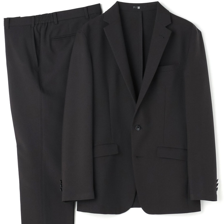 ブラックライン 【発送在庫あり】【BL/4S WORK】【WEB限定】【年間】2釦シングルスーツ 0タック/ブラック/ドローコード&ウエストシャーリング/※パンツ裾上げ済仕様 黒
