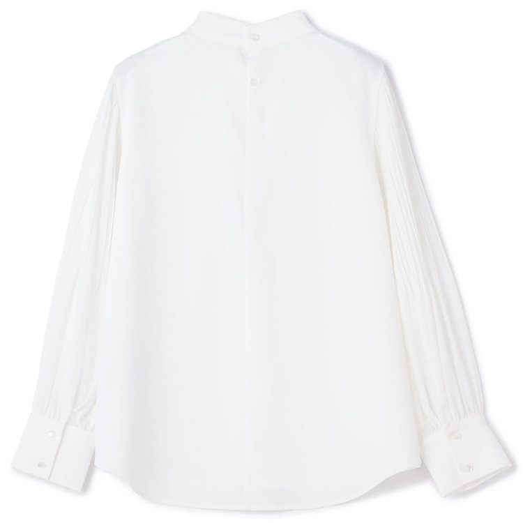 SUIT SELECT　アウトレット 【WEB限定/OUTLET/汚れ・キズ等有】【SL/長袖】ギャザーハイネックプルオーバー/ホワイト/「ウォッシャブル」「ストレッチ」「防シワ」「UV加工」「静電気防止」 白