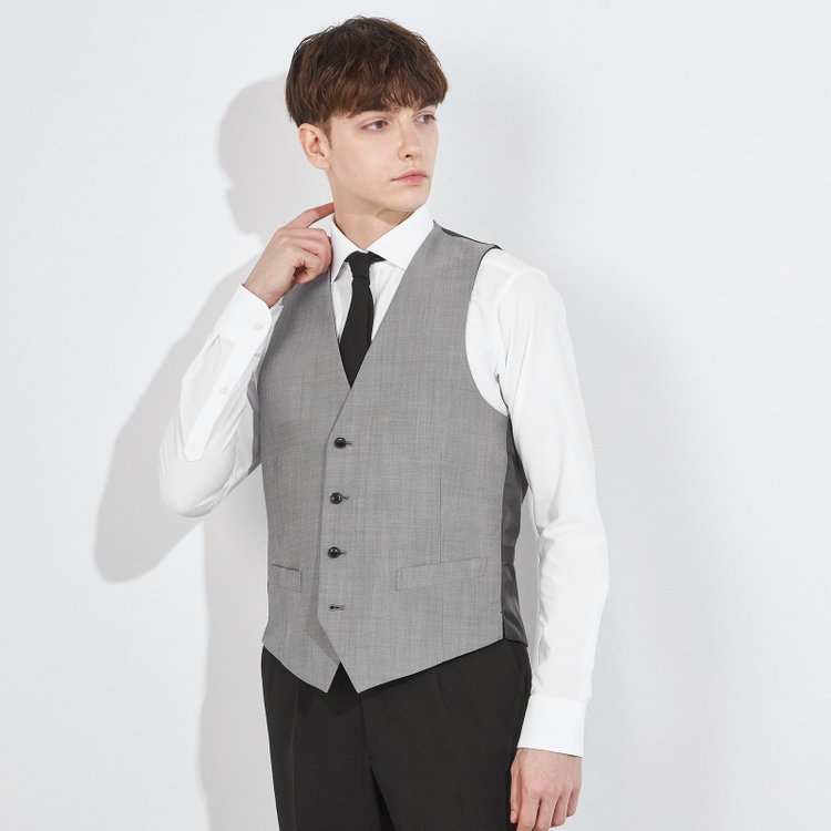 ブラックライン 【BLACK LINE】【年間】リバーシブルジレ(ベスト)/ブラック×ソリッド＆グレー×ソリッド グレー中間