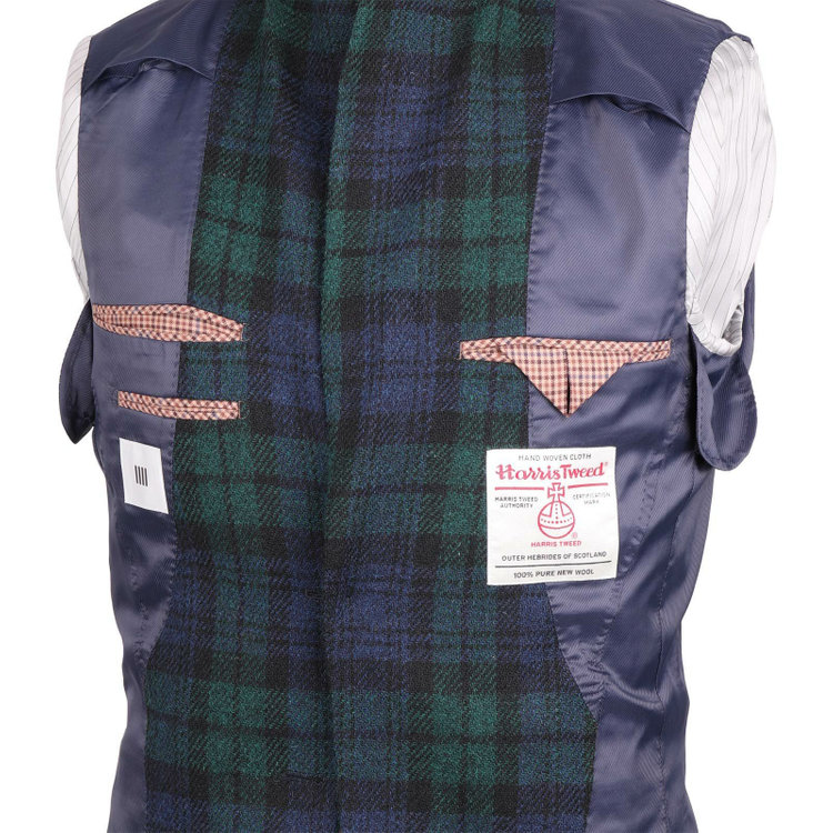 スーツセレクト 【WEB限定/OUTLET】【CLASSICO TAPERED】【秋冬】ウール2釦ジャケット/ブラック＆ネイビー＆グリーン×ブラックウォッチ+ツイード/Harris Tweed hand woven in the outer hebrides of scotland ネイビー系(紺)