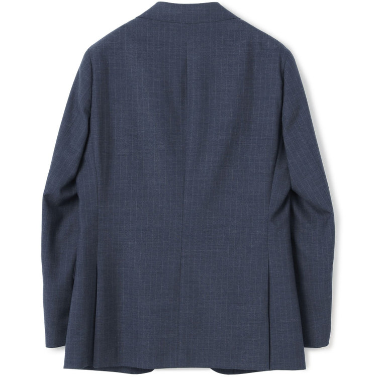 シルバーライン 【発送在庫あり】【CLASSICO TAPERED】【年間】スペアパンツ付き/2釦シングルスーツ 1タック/ネイビー×ストライプ/ウエストシャーリング仕様/ウォッシャブル/※裾上げ必要 青中間