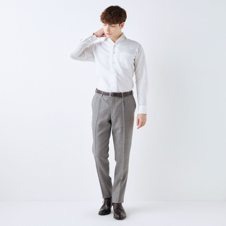 シルバーライン 【CLASSICO TAPERED】【春夏】ウール 1タックテーパードパンツ/グレー/ウエストムーブ/※裾上げ必要 グレー中間