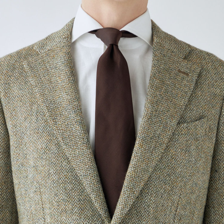 シルバーライン 【CLASSICO TAPERED】【秋冬】ウール2釦ジャケット/ベージュ×チェック+ツイード/Harris Tweed hand woven in the outer hebrides of scotland 茶淡色