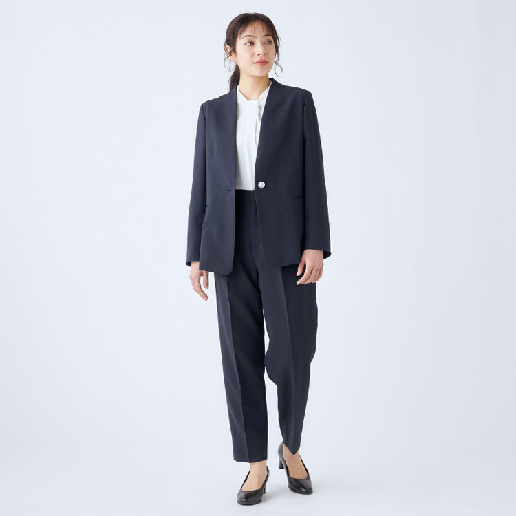 シルバーライン 【SL】【年間】ノーカラージャケット/ネイビー/シルバー釦 紺中間