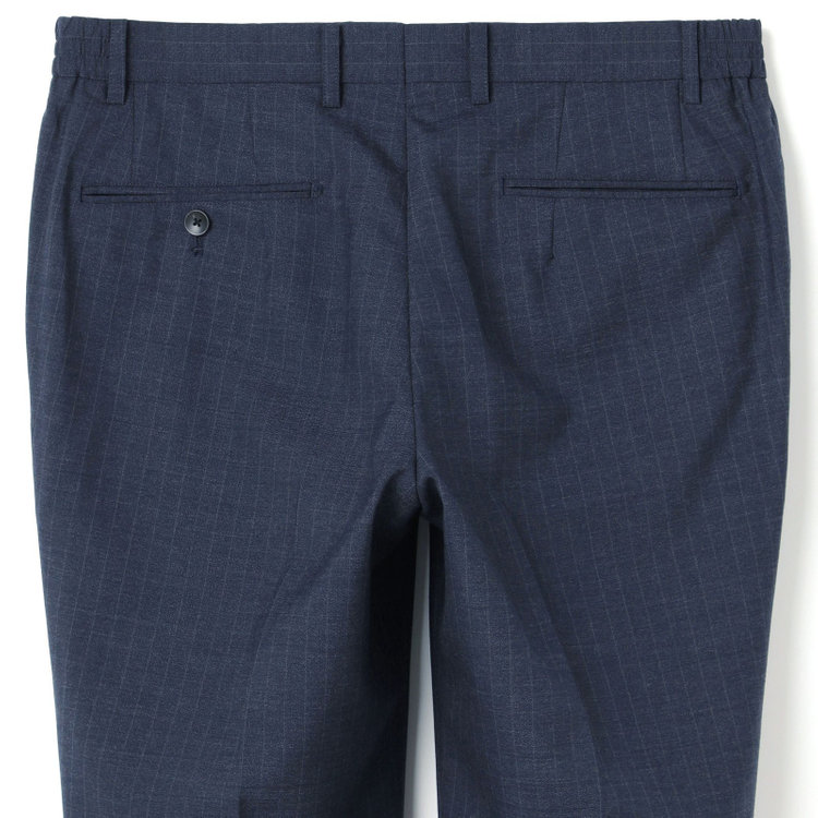 シルバーライン 【発送在庫あり】【CLASSICO TAPERED】【年間】スペアパンツ付き/2釦シングルスーツ 1タック/ネイビー×ストライプ/ウエストシャーリング仕様/ウォッシャブル/※裾上げ必要 青中間
