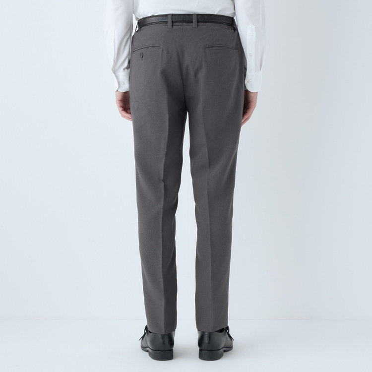 ブラックライン 【WEB限定】【発送在庫あり】【SLIM TAPERED】【年間】ウォッシャブル0タックテーパードパンツ/グレー/ウエストシャーリング/裾上げ済仕様 グレー中間