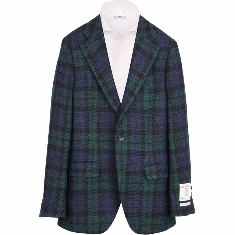 スーツセレクト 【WEB限定/OUTLET】【CLASSICO TAPERED】【秋冬】ウール2釦ジャケット/ブラック＆ネイビー＆グリーン×ブラックウォッチ+ツイード/Harris Tweed hand woven in the outer hebrides of scotland ネイビー系(紺)