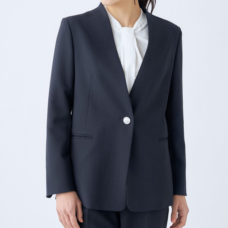 シルバーライン 【SL】【年間】ノーカラージャケット/ネイビー/シルバー釦 紺中間