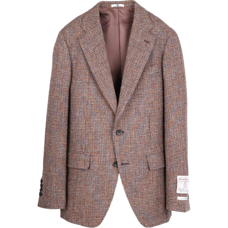 スーツセレクト 【発送在庫あり】【CLASSICO TAPERED】【秋冬】ウール2釦ジャケット/ブラウン×チェック+ツイード/Harris Tweed hand woven in the outer hebrides of scotland ブラウン系(茶)