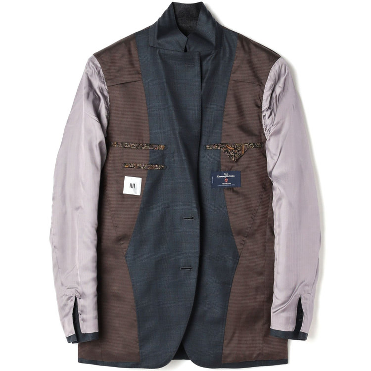 シルバーライン 【先行予約】【CLASSICO TAPERED】【秋冬】2釦シングルスーツ 1タック/ダークグリーン×メランジ調グレンチェック柄/ウエストムーブ/Ermenegildo Zegna Traveller/※裾上げ必要 緑濃色