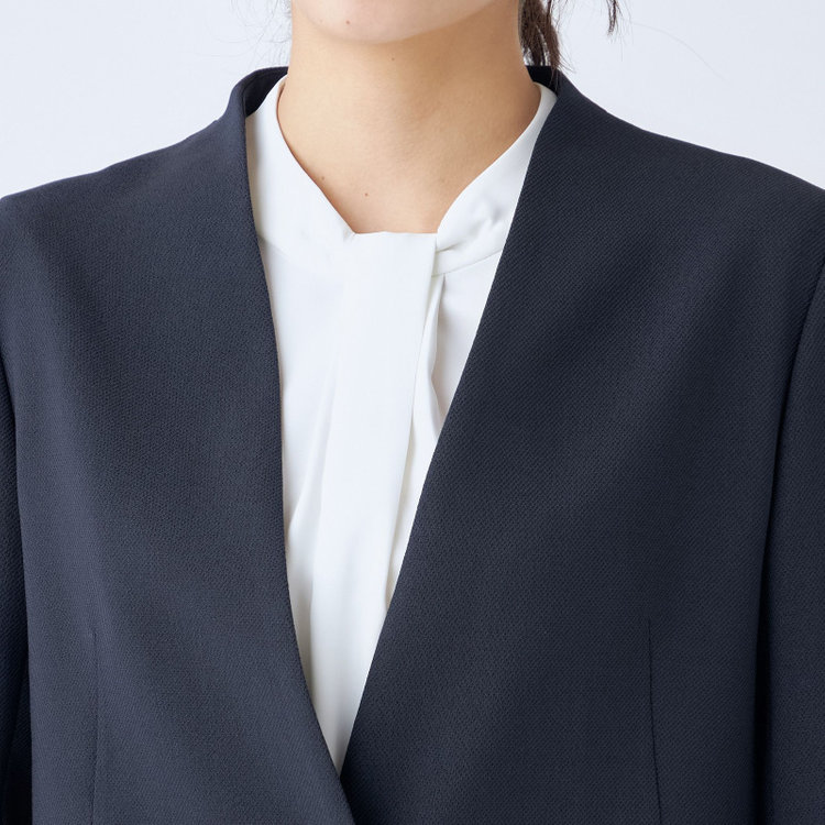 シルバーライン 【SL】【年間】ノーカラージャケット/ネイビー/シルバー釦 紺中間