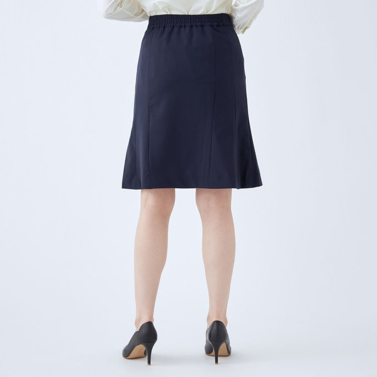 スーツセレクト 【SUIT SELECT×Samantha Thavasa】【年間】Aラインスカート/ネイビー×ストライプ/4S/マシンウォシャブル 紺中間