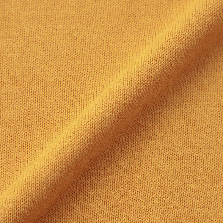 スーツセレクト 【RBC】【半袖】和紙コットンブレンドクルーネックニットシャツ/イエロー 黄中間