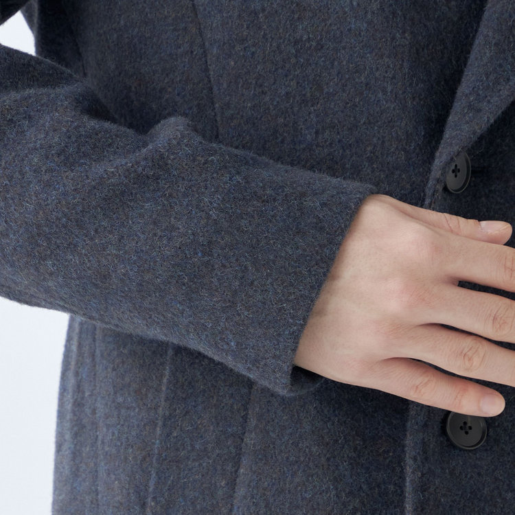 シルバーライン 【SL】ウールブレンド ラグランダブルチェスターコート/ネイビー/RE:NEWOOL/BISHU JAPAN 紺中間