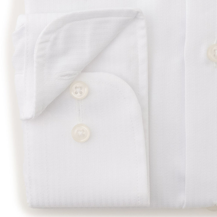 シルバーライン 【SILVER LINE】【形態安定】ワイドカラーワイシャツ/ホワイト×ドビーストライプ 白