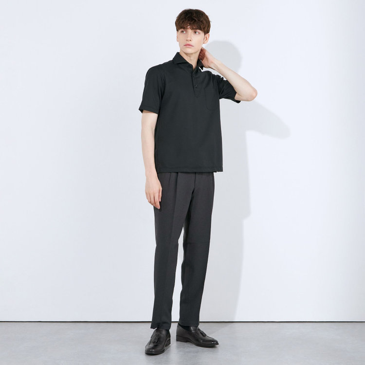 シルバーライン 【発送在庫あり】【RBC/五分袖】カッタウェイビズポロシャツ プルオーバータイプ/ブラック/4S コットンブレンド 黒