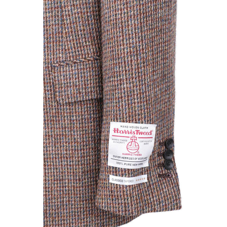 スーツセレクト 【発送在庫あり】【CLASSICO TAPERED】【秋冬】ウール2釦ジャケット/ブラウン×チェック+ツイード/Harris Tweed hand woven in the outer hebrides of scotland ブラウン系(茶)