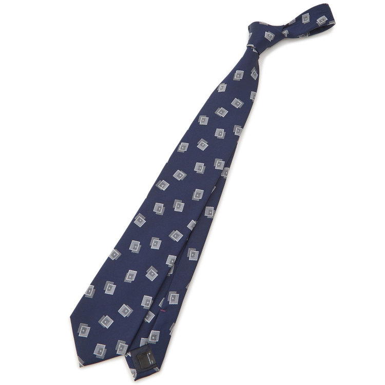 シルバーライン 【SILVER LINE】シルクブレンド小紋ネクタイ 8.0cm幅/ネイビー その他