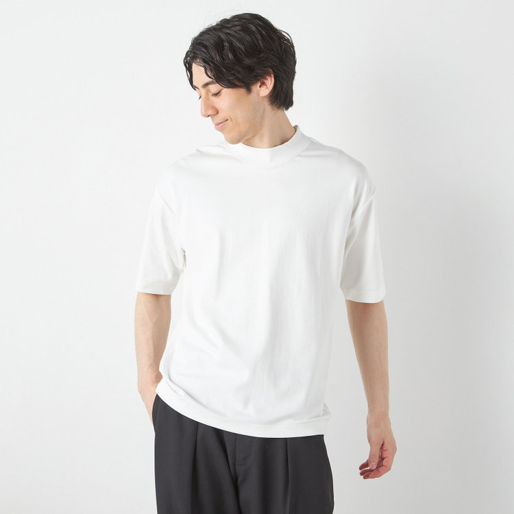 スーツセレクト 【RBC/五分袖】プレミアムコットンTシャツ / モックネック / ホワイト 白