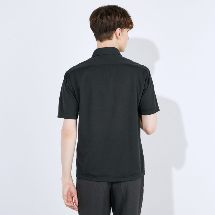 シルバーライン 【発送在庫あり】【RBC/五分袖】カッタウェイビズポロシャツ プルオーバータイプ/ブラック/4S コットンブレンド 黒