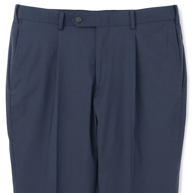 シルバーライン 【CLASSICO TAPERED】【春夏】1タックテーパードパンツ/ネイビー/ウエストムーブ/ICE EFFECT/※裾上げ済仕様 紺濃色