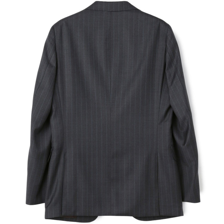シルバーライン 【CLASSICO TAPERED】【秋冬】2釦シングルスーツ 1タック/グレー×ストライプ/ウエストムーブ/Ermenegildo Zegna TRAVELLER woven in italy/※裾上げ必要 グレー濃色