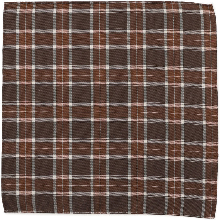 スーツセレクト シルクポケットチーフ/ブラウン×チェック/SARUTAHIKO COFFEE 茶中間