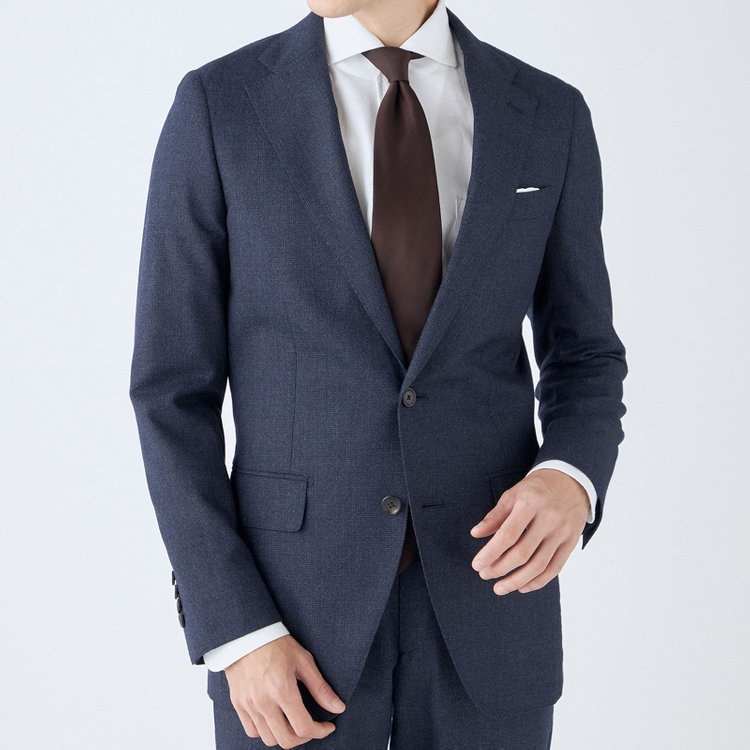 シルバーライン 【発送在庫あり】【CLASSICO TAPERED】【秋冬】2釦シングルスーツ 1タック/ネイビー/Ermenegildo Zegna LOOP woven in italy/※裾上げ必要 青濃色