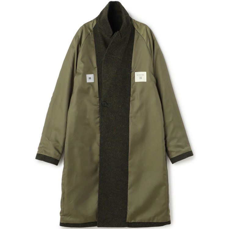 シルバーライン 【SL】ウールブレンド ラグランダブルチェスターコート/カーキ/RE:NEWOOL/BISHU JAPAN 緑中間