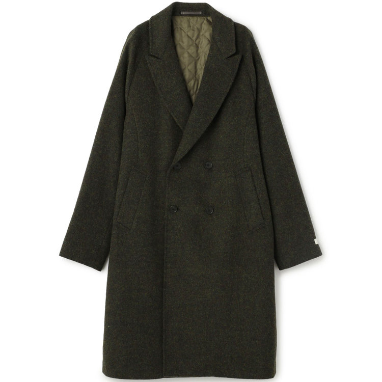シルバーライン 【SL】ウールブレンド ラグランダブルチェスターコート/カーキ/RE:NEWOOL/BISHU JAPAN 緑中間