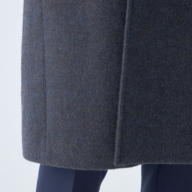 シルバーライン 【SL】ウールブレンド ラグランダブルチェスターコート/ネイビー/RE:NEWOOL/BISHU JAPAN 紺中間