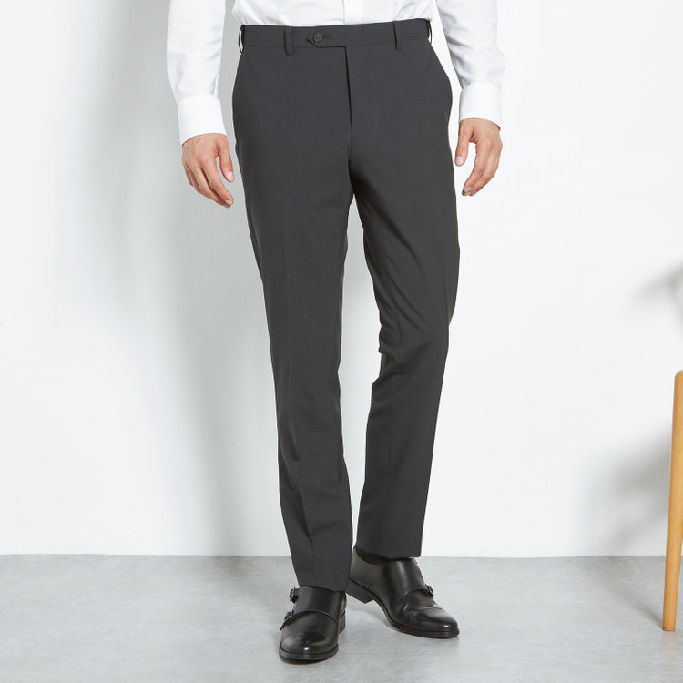ブラックライン 【SLIM TAPERED】【春夏】0タックテーパードパンツ/ブラック×マイクロチェック/ウエストムーブ/ウォッシャブル/4S/※裾上げ必要 黒