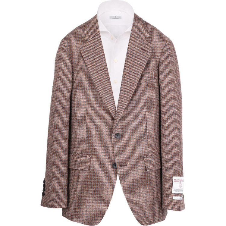 スーツセレクト 【発送在庫あり】【CLASSICO TAPERED】【秋冬】ウール2釦ジャケット/ブラウン×チェック+ツイード/Harris Tweed hand woven in the outer hebrides of scotland ブラウン系(茶)