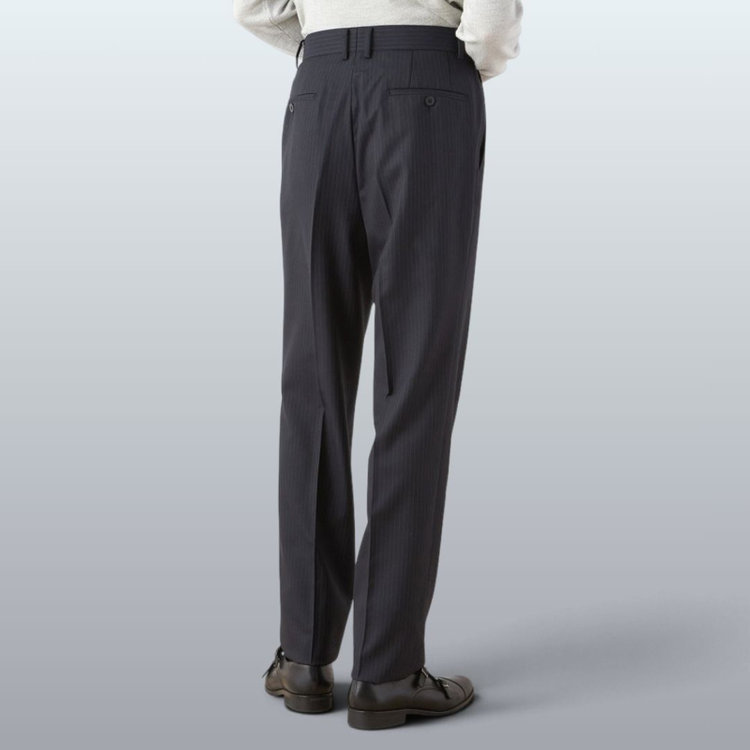 ソノタ 【発送在庫あり】【WIDE PANTS SUIT】【秋冬】1タックワイドシルエットパンツ/ネイビー×ストライプ/NEW ZEALAND WOOL MIX/※裾上げ必要 紺中間