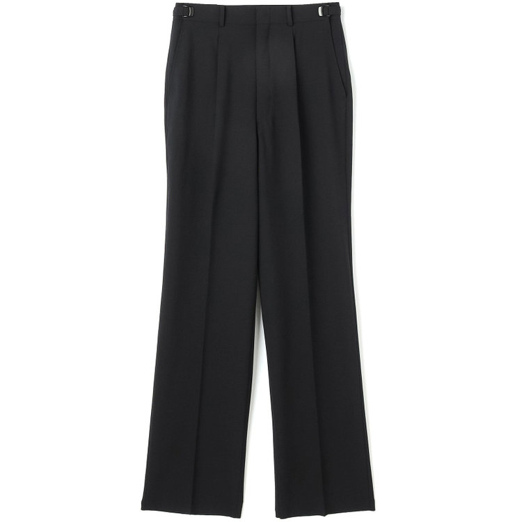 ソノタ 【BLACK LINE】【春夏】1タックワイドシルエットパンツ/ブラック×シアサッカー/NEW ZEALAND WOOL MIX Super100’s/※裾上げ必要 黒