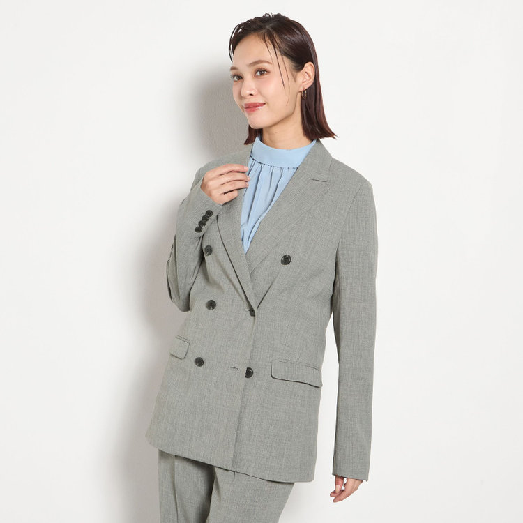 シルバーライン 【RELAX WIDE】【年間】 ダブルジャケットワイドパンツスーツ/ライトグレー/4S SUSTAINABILITY&ECOLOGY FABRIC/※パンツ裾上げ済仕様 グレー淡色