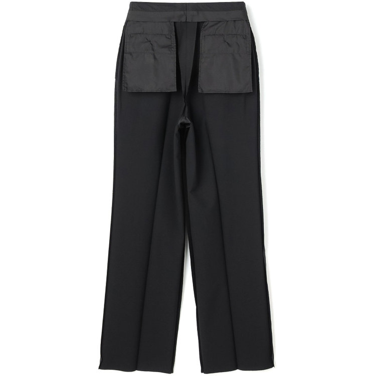 ソノタ 【BLACK LINE】【春夏】1タックワイドシルエットパンツ/ブラック×シアサッカー/NEW ZEALAND WOOL MIX Super100’s/※裾上げ必要 黒