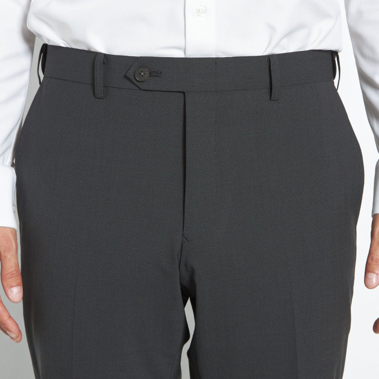 ブラックライン 【SLIM TAPERED】【春夏】0タックテーパードパンツ/ブラック×マイクロチェック/ウエストムーブ/ウォッシャブル/4S/※裾上げ必要 黒