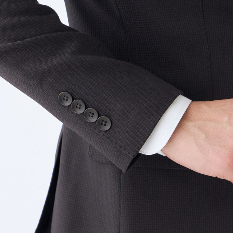 シルバーライン 【CLASSICO TAPERED】【秋冬】2釦シングルスーツ 1タックテーパードパンツ/ブラウン&ブラック×ハウンドトゥース/ウエストムーブ/4S SUSTAINABILITY&ECOLOGY FABRIC/※パンツ裾上げ済仕様 茶濃色