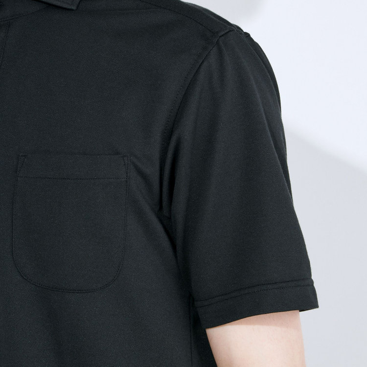 シルバーライン 【発送在庫あり】【RBC/五分袖】カッタウェイビズポロシャツ プルオーバータイプ/ブラック/4S コットンブレンド 黒