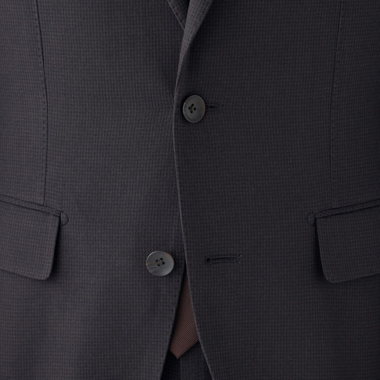 シルバーライン 【CLASSICO TAPERED】【秋冬】2釦シングルスーツ 1タックテーパードパンツ/ブラウン&ブラック×ハウンドトゥース/ウエストムーブ/4S SUSTAINABILITY&ECOLOGY FABRIC/※パンツ裾上げ済仕様 茶濃色