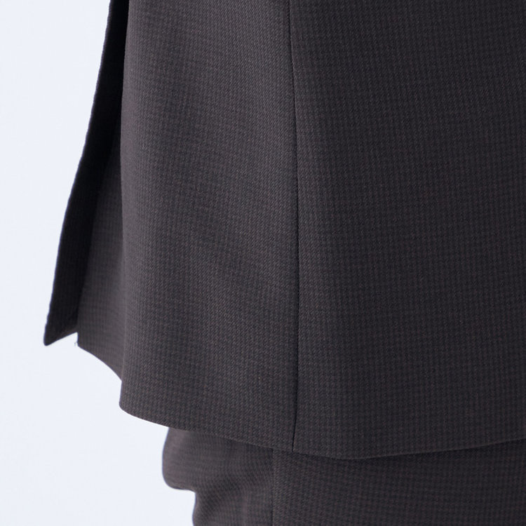 シルバーライン 【CLASSICO TAPERED】【秋冬】2釦シングルスーツ 1タックテーパードパンツ/ブラウン&ブラック×ハウンドトゥース/ウエストムーブ/4S SUSTAINABILITY&ECOLOGY FABRIC/※パンツ裾上げ済仕様 茶濃色