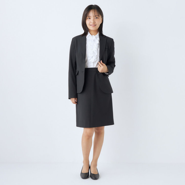 ブラックライン 【SUIT SELECT×Samantha Thavasa】【年間】バックフレアセミタイトスカート/究極のブラック/4S/マシンウォシャブル 黒