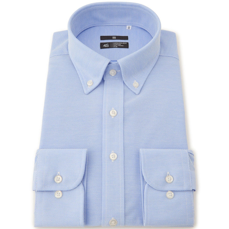 ブラックライン 【BLACK LINE】ボタンダウンワイシャツ/ブルー×ドビー/「4S」スーパーノンアイロン・ストレッチ 青中間