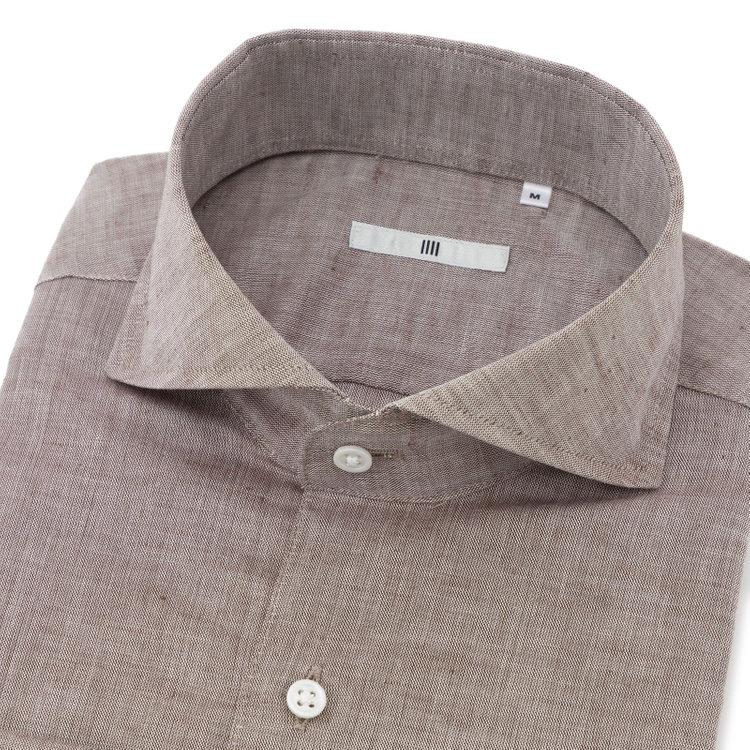 シルバーライン 【SILVER LINE/七分袖】ホリゾンタルワイドカラーワイシャツ/ブラウン 茶中間