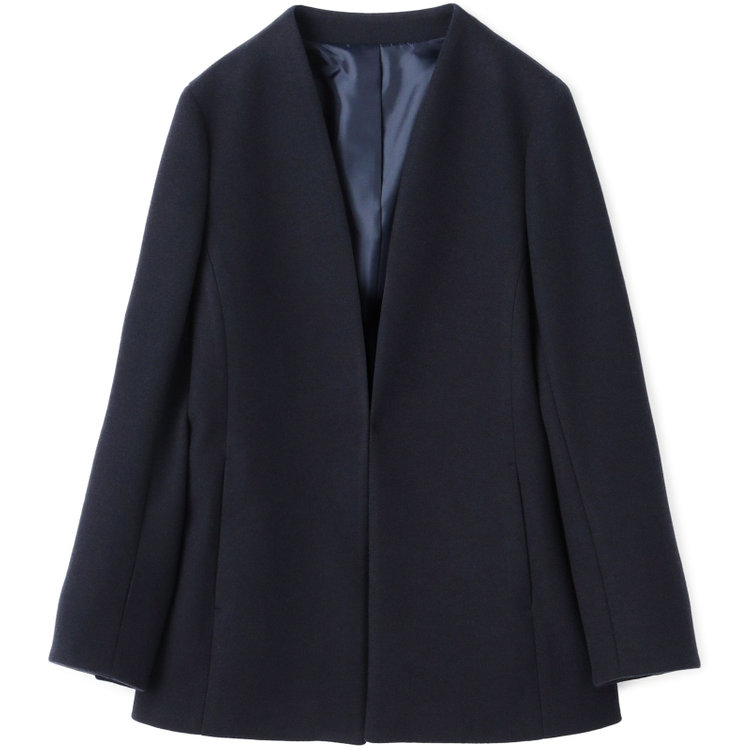 ブラックライン 【SL】【秋冬】ホック留めノーカラージャケット/ネイビー/ダブルジャージー素材 ネイビー系(紺)