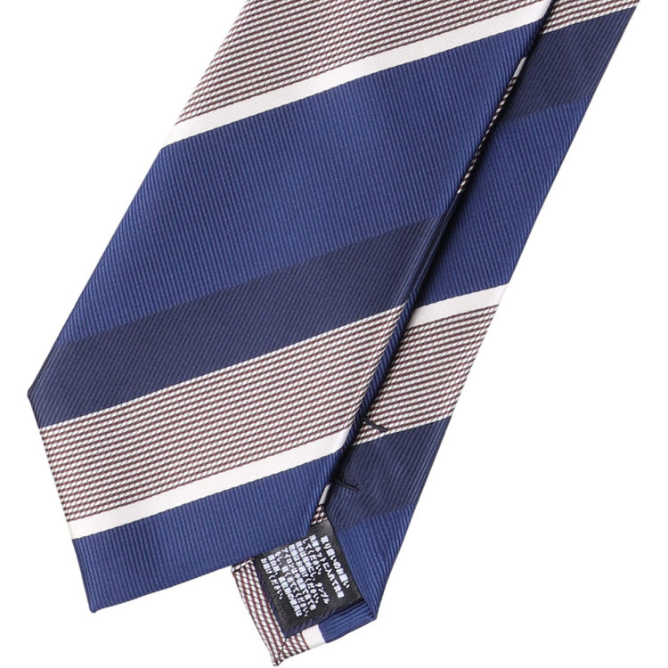 ブラックライン 【BLACK LINE】ポリエステルストライプネクタイ 7.5cm幅/ネイビー×ブラウン/ウォッシャブル その他