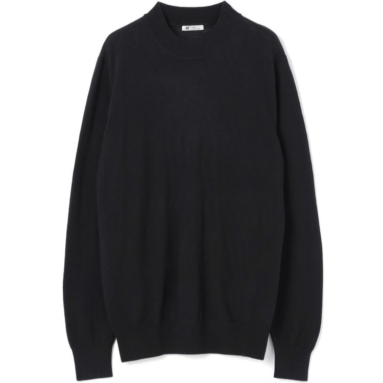 スーツセレクト 【発送在庫あり】【RBC】【秋冬】ウール100%モックネックニットセーター/ブラック/ZEGNA BARUFFA/マシンウォッシャブル 黒