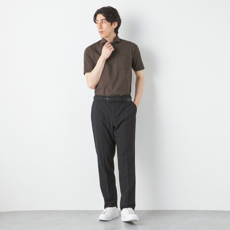 シルバーライン 【発送在庫あり】【RBC/五分袖】カッタウェイビズポロシャツ プルオーバータイプ/ブラウン×シアサッカー/4S コットンブレンド 茶中間